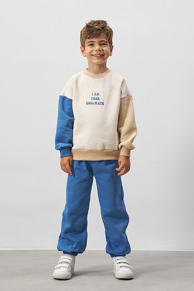 Minipodyum Printed Boys' Top and Bottom Tracksuit Set