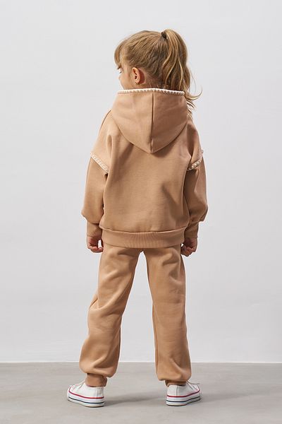 Minipodyum Sewn Detailed Hooded Girl's Bottom Top Tracksuit Set