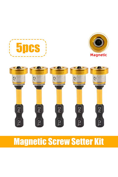 Choice 5 قطع صفراء 50 مم 5 قطع مجموعة تثبيت براغي الحوائط الجافة المغناطيسية مع حامل تمديد لقمة المثقاب