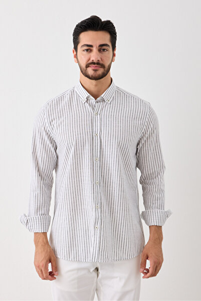 Oksford Сорочка з ґудзиками на комірі, бавовняна, легко прасується, у смужку
