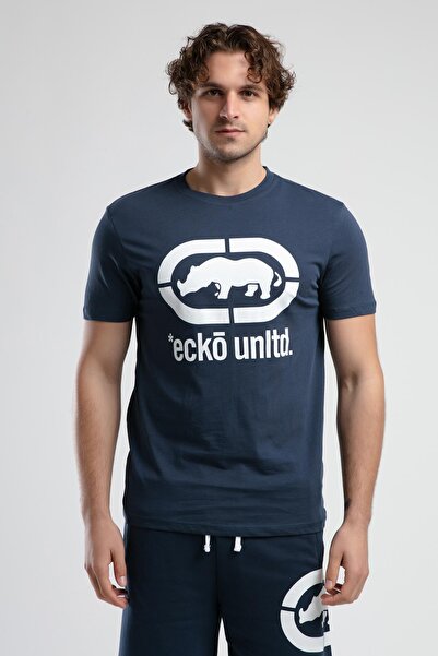 ECKO UNLTD Marc Navy Blue Crew Neck Printed Standard Fit Men's Tshirt
