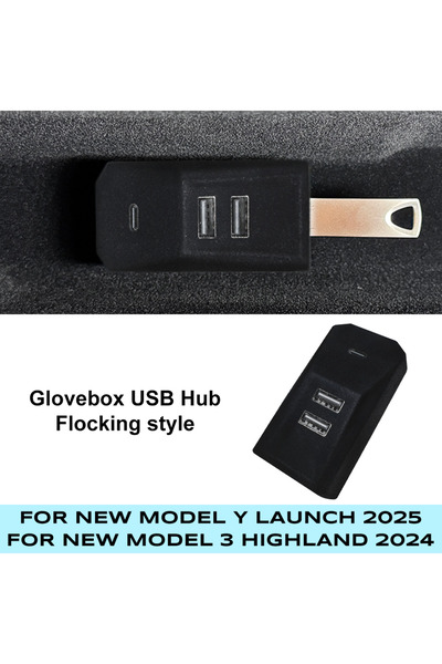 Choice موزع USB لصندوق القفازات من TEKSY بتصميم مخملي لسيارات تسلا موديل Y ال...
