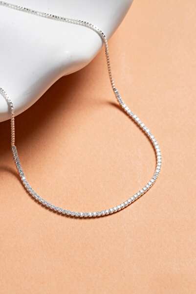 Elika Silver 925 Ayar Gümüş Küp Zincirli Su Yolu Kolye 45 cm