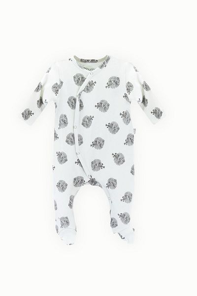 Boumini Fish Beige 100% Cotton Baby Romper - Striped with Booties