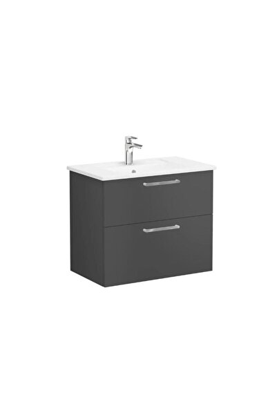VitrA Root Flat İki Çekmeceli Lavabo Dolabı 80 Cm Mat Fırtına Gri 68286