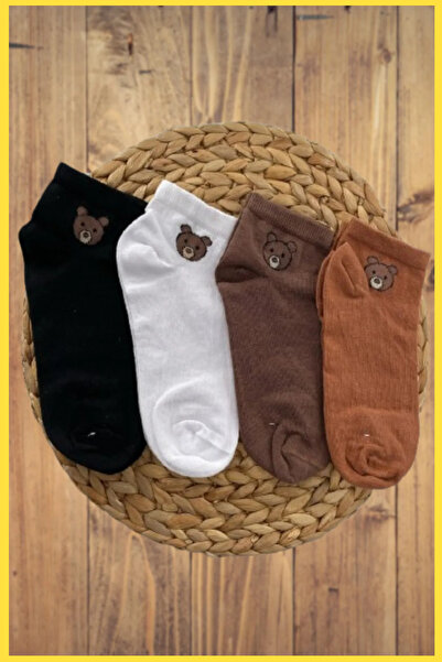 Esinti 6 Pairs Women's Ankle Length Summer Booties Socks – Cotton, Seamless Toe, Teddy Bear Patterned Socks Set