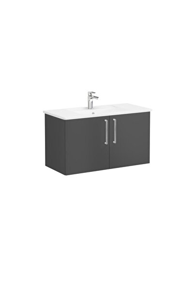 VitrA Root Flat Kapaklı Lavabo Dolabı 100 cm Mat Fırtına Gri 68167