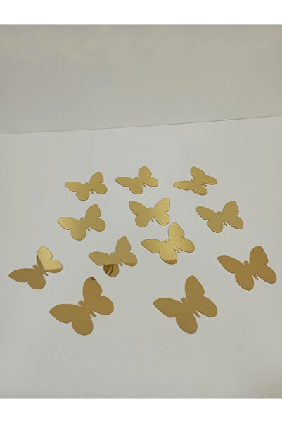 hediyesepetin 12 li Gold Pleksi Ayna Kelebek Duvar Dekor Ürün
