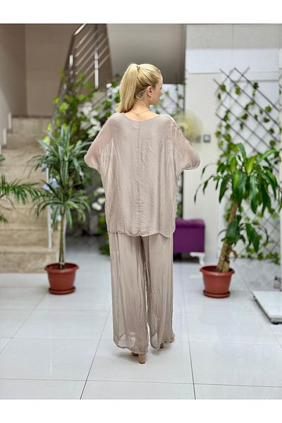 Punta Otantik Nc6641 Italian Pulpayetted Silk Suit Mink