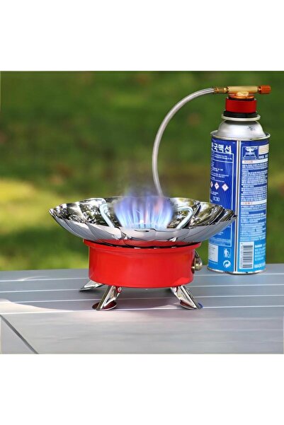 fun zone موقد غاز محمول مقاوم للرياح للتخييم ورحلات الظهر 14.5 × 14.5 سم