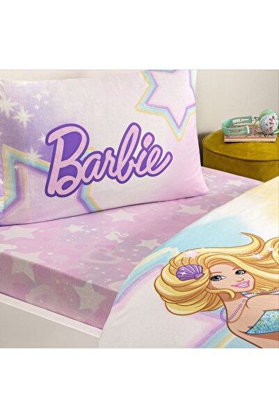 Taç Lisanslı Barbie Mermaid Tek Kişilik Pamuk Nevresim Takımı