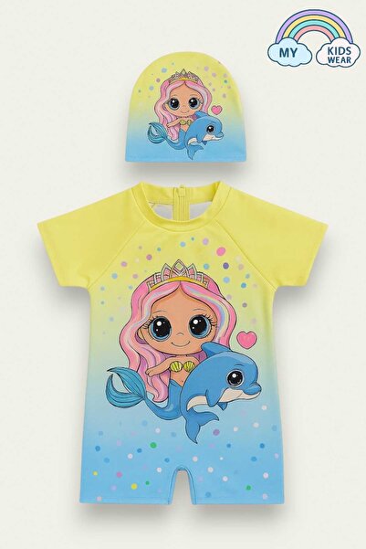 My Kids Wear Set de costum de baie pentru fete din țesătură submersibilă cu fermoar ascuns 3-10 ani 11933