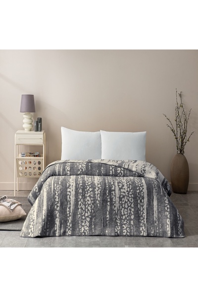 Taç Gray Double Blanket - Crown Savanna Cotton