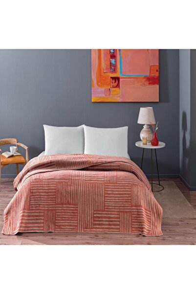 Taç Taç Gable Pamuk Tek Kişilik Battaniye Kiremit