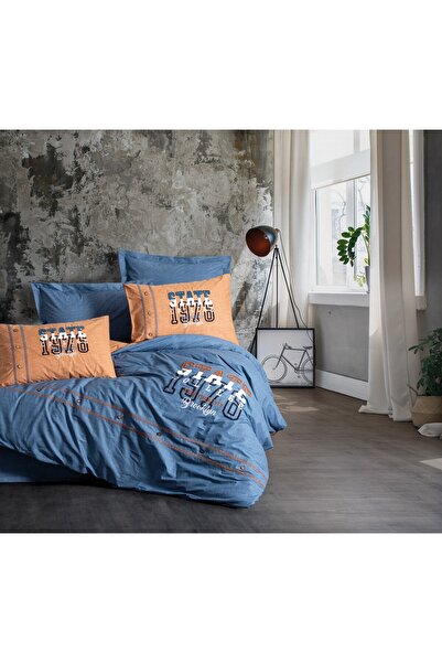 Cotton Box Ranforce Mood Embroidered Double Duvet Set - State Cinnamon