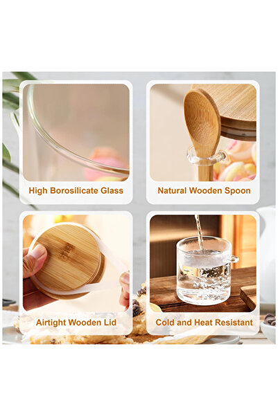 Generic Bisbell Glass Food Storage Jars Containers With Wooden Spoon,6Pcs Set,550ML