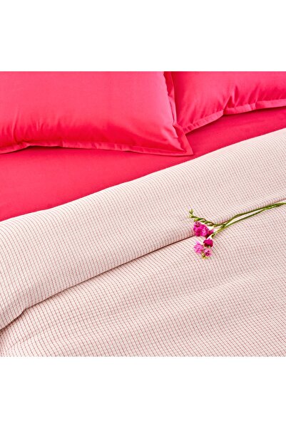 Taç Plain Viskoz Çift Kişilik Çok Amaçlı Set Fuşya