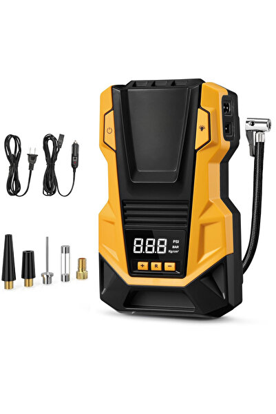 Enshall Yeni AC/DC Kablolu Hem Priz Hem Araç Girişli Araç, Motor, Bisiklet, Top vs Lastik Şişirme Kompresörü