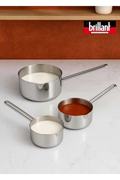 Brillant Alkaid Kaçerola 3'lü Çelik Set Sütlük-Sosluk 16/18/20 cm