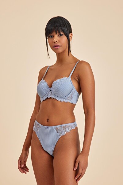 Amarelle Paris Gray Blue Lace String Panties