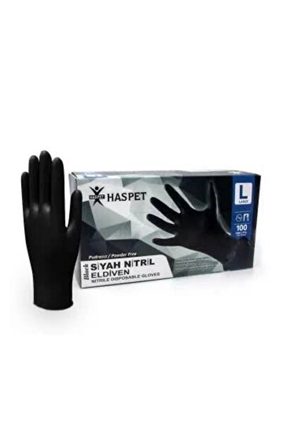 Has-Pet Haspet Black Nitrile Powder Free Size L Gloves 100 * 1 Pack *