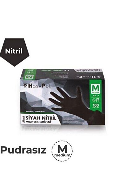 Has-Pet Haspet Black Nitrile Powder-Free Gloves Size m **1 Pack**