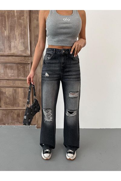 XBELLA DENİM Women's Wide-Leg High Laser Waist Wide Leg Jeans