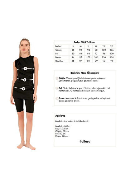 ALFASA Half Sleeved Half Closed Swimsuit with Handle Volume Detail