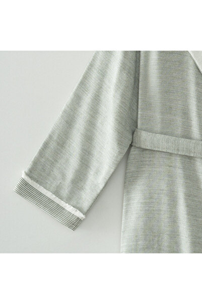 Ecocotton Hasna Men's Bathrobe 100% Organic Cotton Linen Melange Khaki