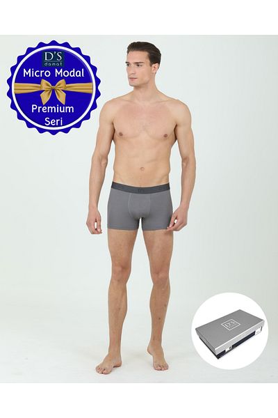 D'S Damat Ds Groom 2-Piece Boxer Set Micro Modal Fabric Premium Series Luxury Boxed Black-Grey