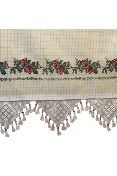 buldan perde Buldan Monika Red Cross Stitch Authentic En X Boy Shaped Curtain