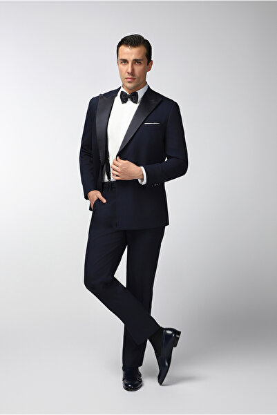 Kiğılı Regular Fit Sivri Yaka Kruvaze Smokin & Damatlık