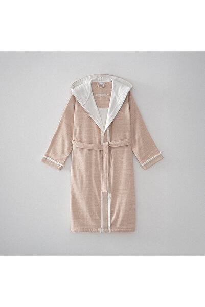 Ecocotton Hasna Kadın Bornoz %100 Organik Pamuk Keten Melanj Terra