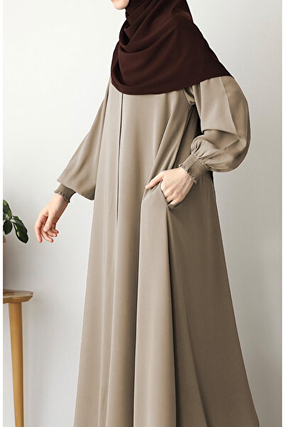 suhneva Asel Mevlana Flared Ferace Soft Cream