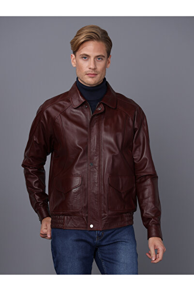 Basics&More سترة جلدية حديثة للرجال - E344