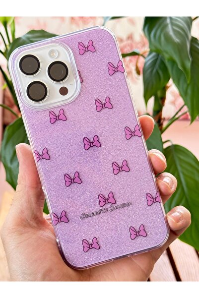 Fibaks Compatible case for apple iphone 11 pro max purple glitter bow pattern colorful shiny shock absorbing cover
