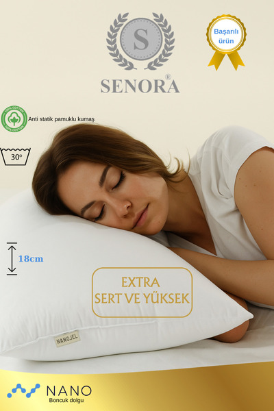 SENORA Extra Sert Ve Yüksek Yastık(Nano Boncuk Dolgulu)