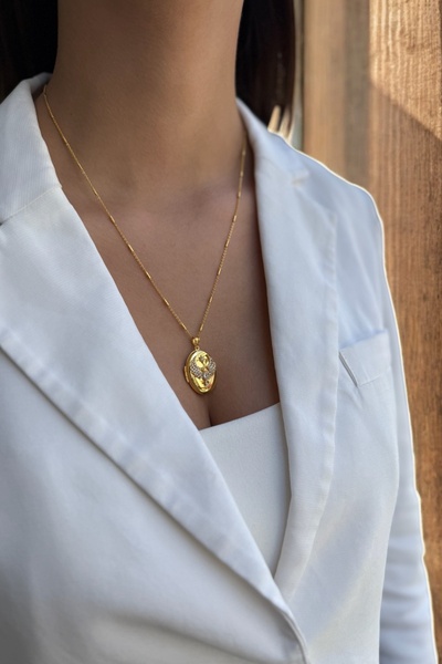 Utku Kuyumculuk 22 AYAR ÇERÇEVE MADALYON ALTIN KOLYE