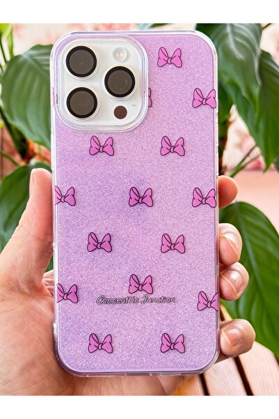 Fibaks Compatible case for apple iphone 11 pro max purple glitter bow pattern colorful shiny shock absorbing cover