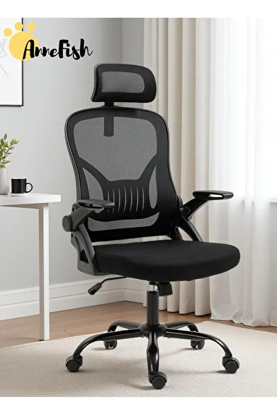 AnneFish Ergonomic Mesh Office Chair Adjustable Lumbar Executive Swivel Computer Chair with Flip-up Armrests