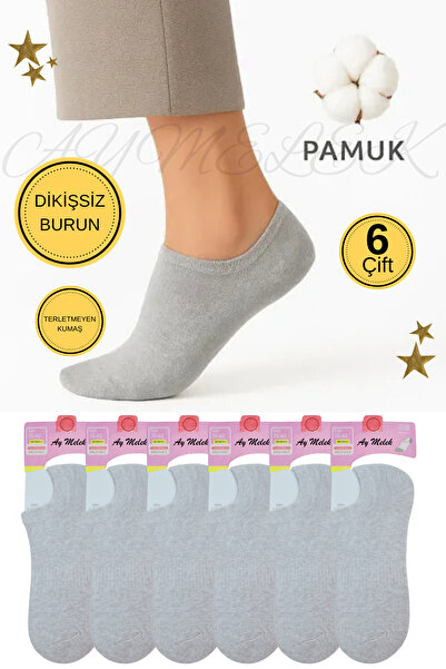 AYMELEK Kadın Kısa Çorap 6 Çift Pamuklu Penye Likralı Sneakers Görünmez Çorap