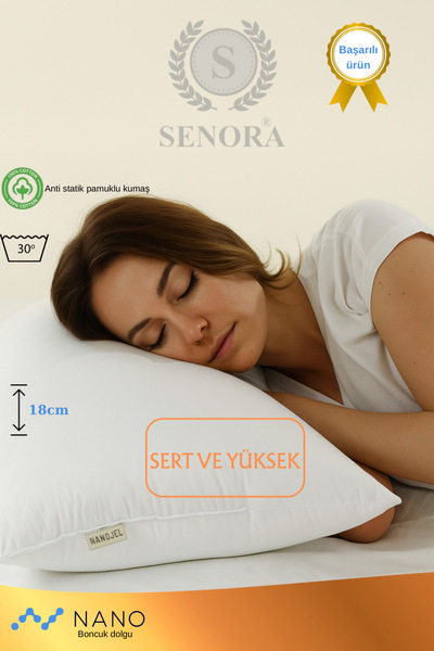 SENORA Sert Ve Yüksek Kaliteli Yastık (PAMUKLU KUMAŞ)