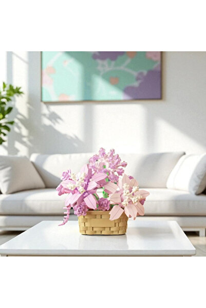 world of flowers Nilüfer Buketi Mini Bahar Sepeti – DIY 3D Yapboz Blok Seti | 201 Parça Dekoratif Çiçek Sepeti Serisi
