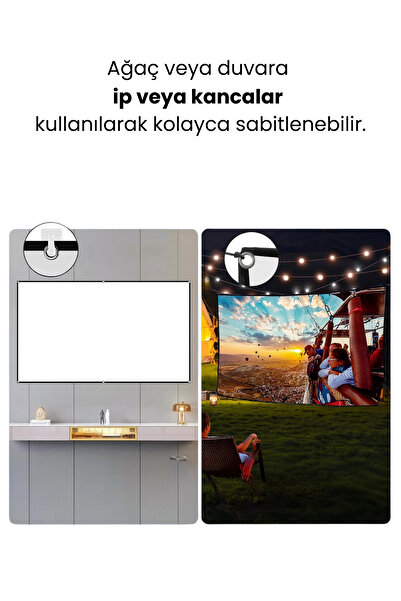 Gomax Siyah Çerçeveli Duvar Tipi Projeksiyon Perdesi Yapıştırıcı Gerektirmez