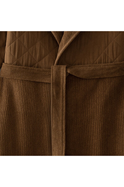 Ecocotton Hüma Women's Bathrobe 100% Cotton Quilted Brown