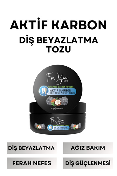 For You Gold Aktif Karbon Diş Temizleme Tozu 50 Gr Extra Beyazlatıcı Diş Tozu + Nane