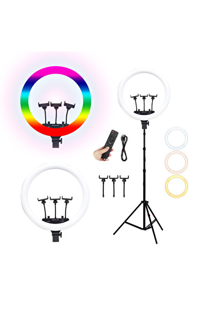 ZMOBILE Işık Halkası Ring Light RGB Led Işık 45 cm Video Işığı RGB Gün Işığı ...