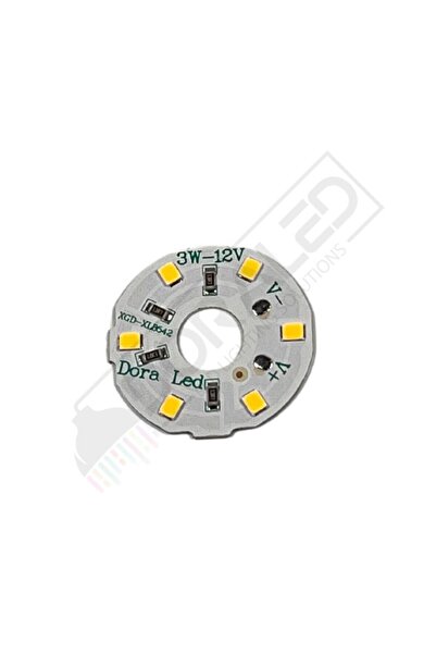 DORA LED 12Volt 3Watt Smd 2835 Ledli Led Modül Gün Işığı 10mm Delik Çaplı 12V 3W Avize Ledi 34mm(3 Adet)