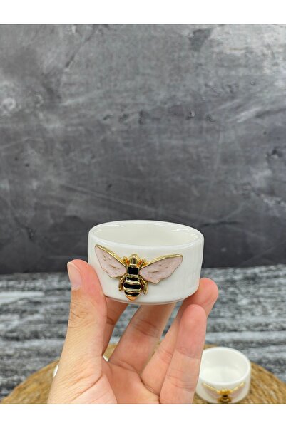 YzHome Set of 6 White Porcelain Bee Sauce Bowl Turkish Delight Bowl Presentation Bowl Mini Size