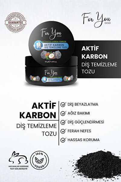 For You Gold Aktif Karbon Diş Temizleme Tozu 50 Gr Extra Beyazlatıcı Diş Tozu...